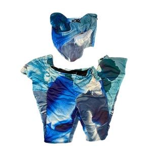 SWIRL CORSET TOP AND FLARED PANTS SET